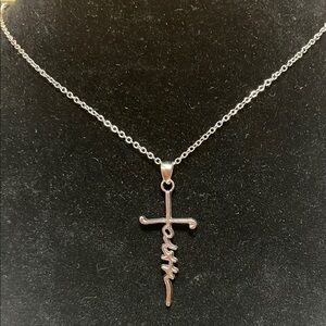 Fashion Jewelry Silver tone  Faith Cross Necklace